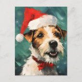Russel Terrier Kerstborstel schilderen kunstwerk Briefkaart (Voorkant)