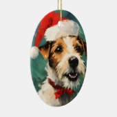 Russel Terrier Kerstborstel schilderen kunstwerk Keramisch Ornament (Rechts)