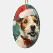 Russel Terrier Kerstborstel schilderen kunstwerk Keramisch Ornament (Links)