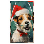 Russel Terrier Kerstborstel schilderen kunstwerk Klein Cadeauzakje (Achterkant)