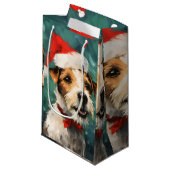 Russel Terrier Kerstborstel schilderen kunstwerk Klein Cadeauzakje (Voorkant Gekanteld)