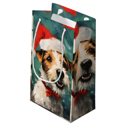 Russel Terrier Kerstborstel schilderen kunstwerk Klein Cadeauzakje (Achterkant Gekanteld)