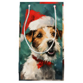 Russel Terrier Kerstborstel schilderen kunstwerk Klein Cadeauzakje (Voorkant)