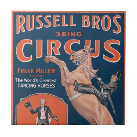  Russell Brothers Circus Poster. Tegeltje (Voorkant)