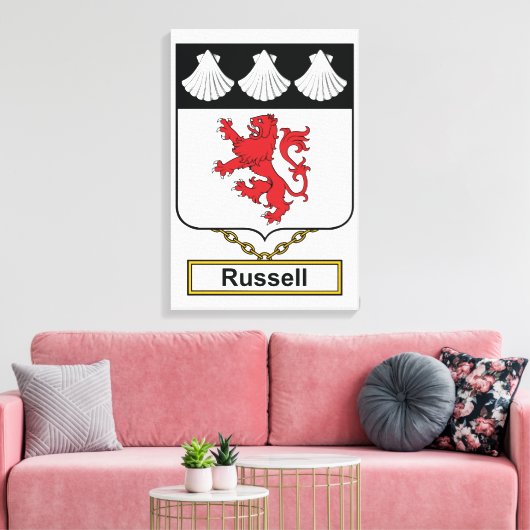 Russell Family Crest Canvas Afdruk (Insitu (Woonkamer))