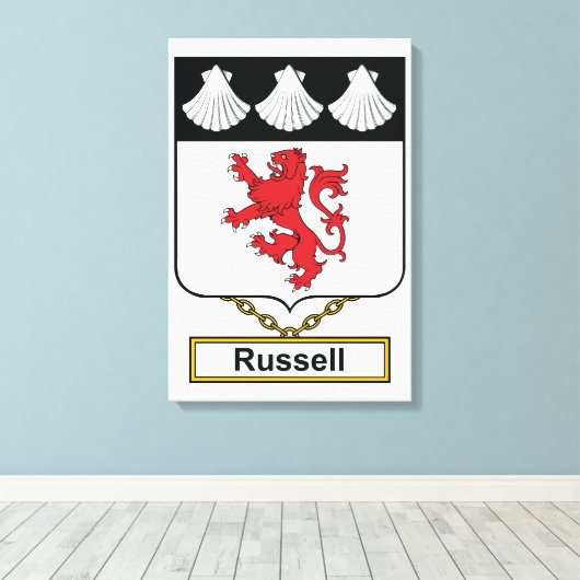 Russell Family Crest Canvas Afdruk (Insitu (Houten vloer))