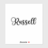 Russell Naam - Handgeschreven kalligrafie Sticker (Vel)