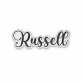 Russell Naam - Handgeschreven kalligrafie Sticker (Voorkant)