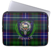Russell Scottish Clan Tartan and Crest Laptop Sleeve (Voorkant)