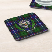 Russell Scottish Clan Tartan & Crest Bier Onderzetter (Linkerzijde)