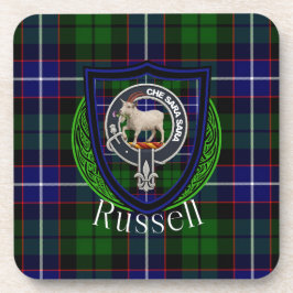 Russell Scottish Clan Tartan & Crest Bier Onderzetter