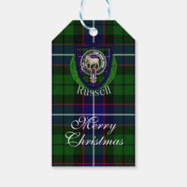 Russell Scottish Clan Tartan & Crest Cadeaulabel