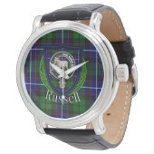 Russell Scottish Clan Tartan & Crest Horloge (Gekanteld)