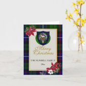 Russell Scottish Clan Tartan & Crest Kaart (Gele Bloem)