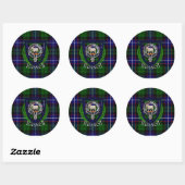 Russell Scottish Clan Tartan & Crest Ronde Sticker (Vel)