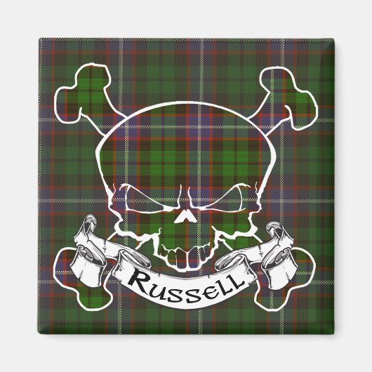 Russell Tartan Skull Magneet (Voorkant)