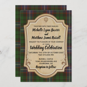 Russell Tartan Wedding Invitation Kaart