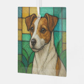 Russell Terrier "Glas in lood" Glas Ornament (Voorkant links)