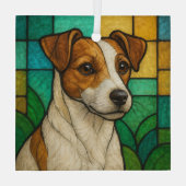 Russell Terrier "Glas in lood" Glas Ornament (Achterkant)