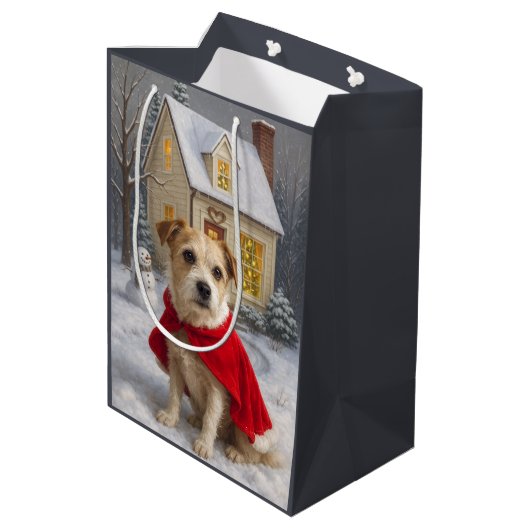Russell Terrier Holiday  Medium Cadeauzakje (Achterkant Gekanteld)