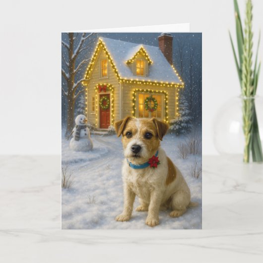 Russell Terrier Kerstkaart Feestdagen Kaart (Voorkant)