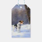 Russell Terrier Laat het Sneeuwen Kerstmis Cadeaulabel (Achterkant)