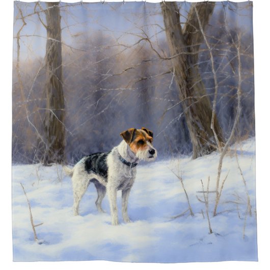 Russell Terrier Laat het sneeuwen Kerstmis Douchegordijn (Voorkant)