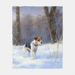 Russell Terrier Laat het sneeuwen Kerstmis Fleece Deken
