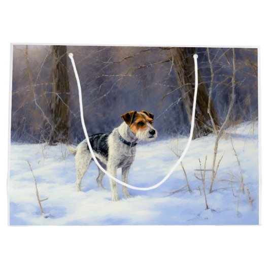 Russell Terrier Laat het sneeuwen Kerstmis Groot Cadeauzakje (Achterkant)