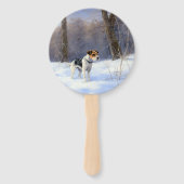 Russell Terrier Laat het sneeuwen Kerstmis Handwaaier (Achterkant)