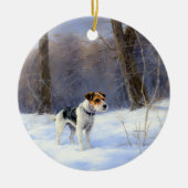 Russell Terrier Laat het sneeuwen Kerstmis Keramisch Ornament (Voorkant)
