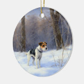 Russell Terrier Laat het sneeuwen Kerstmis Keramisch Ornament (Links)
