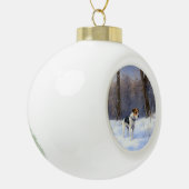 Russell Terrier Laat het sneeuwen Kerstmis Keramische Bal Ornament (Links)