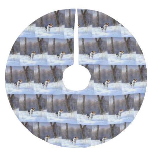 Russell Terrier Laat het sneeuwen Kerstmis Kerstboom Rok (Voorkant)