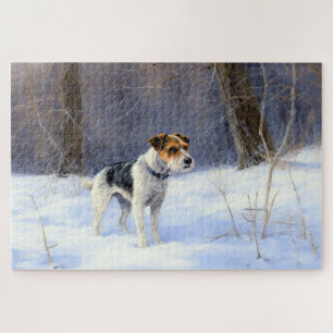 Russell Terrier Laat het Sneeuwen Kerstmis Legpuzzel