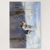Russell Terrier Laat het Sneeuwen Kerstmis Legpuzzel (Verticaal)