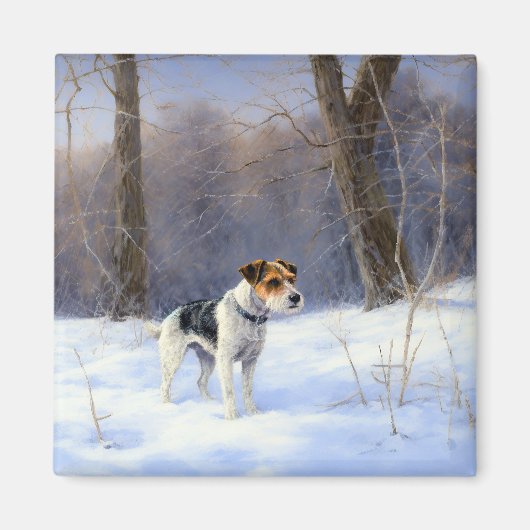 Russell Terrier Laat het sneeuwen Kerstmis Magneet (Voorkant)