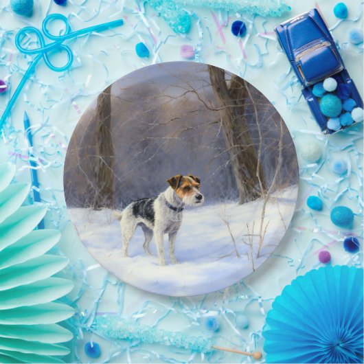 Russell Terrier Laat het sneeuwen Kerstmis Papieren Bordje (Feest)