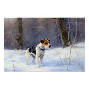 Russell Terrier Laat het sneeuwen Kerstmis Perfect Poster