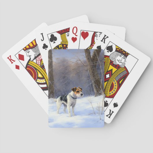 Russell Terrier Laat het sneeuwen Kerstmis Pokerkaarten (Achterkant)