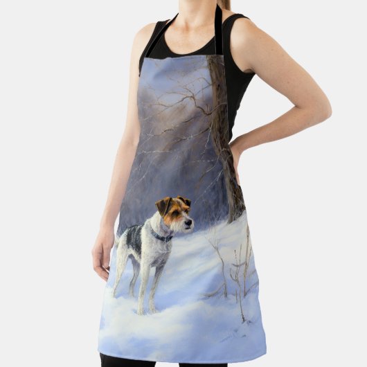 Russell Terrier Laat het sneeuwen Kerstmis Schort (Insitu)