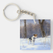 Russell Terrier Laat het sneeuwen Kerstmis Sleutelhanger (Voorkant)