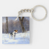 Russell Terrier Laat het sneeuwen Kerstmis Sleutelhanger (Achterkant)
