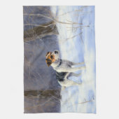 Russell Terrier Laat het sneeuwen Kerstmis Theedoek (Verticaal)