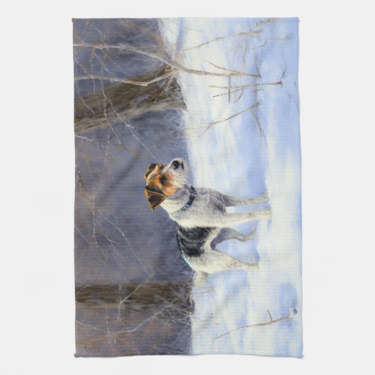 Russell Terrier Laat het sneeuwen Kerstmis Theedoek (Verticaal)