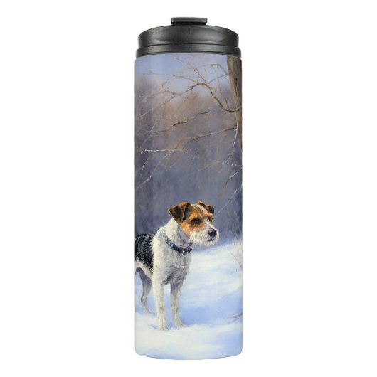 Russell Terrier Laat het sneeuwen Kerstmis Thermosbeker (Voorkant)