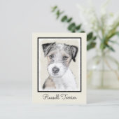 Russell Terrier Rough Painting - Original Dog Art Briefkaart (Staand voorkant)