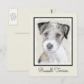 Russell Terrier Rough Painting - Original Dog Art Briefkaart (Voorkant / Achterkant)