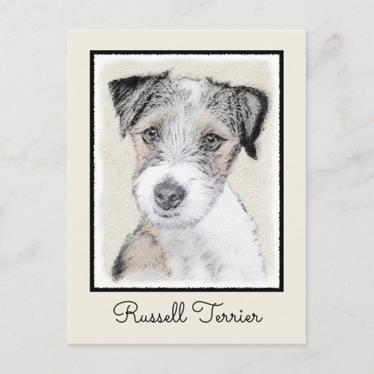 Russell Terrier Rough Painting - Original Dog Art Briefkaart (Voorkant)