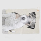 Russell Terrier Rough Painting - Original Dog Art Golfhanddoek (Horizontaal)